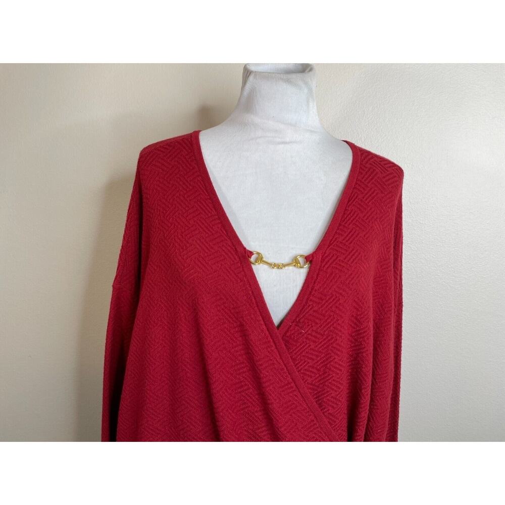 89th + Madison 2 in 1 Sweater Size 3X Fireclay Red Pullover Gold Trim NWT - Picture 3 of 12